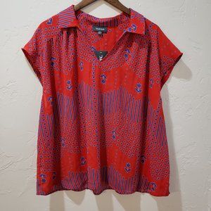 {Modcloth} NWT Red with Blue Pattern Blouse